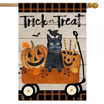 Trick or Treat Crow House Flag